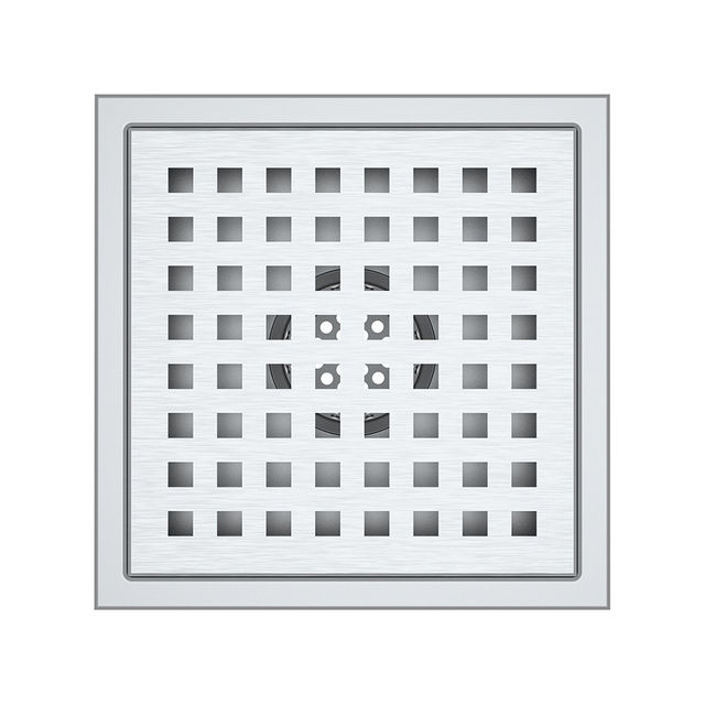 Drain square stainless steel grate with modern perforated pattern