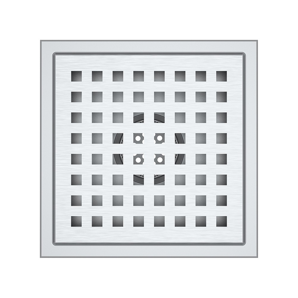 Drain square stainless steel grate with modern perforated pattern