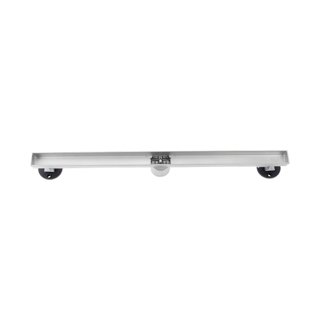 Slim channel drain top surface design for modern bathroom drains