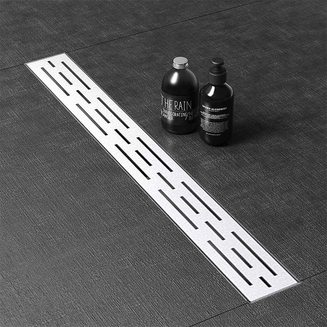 Adjustable shower drain with linear stainless steel floor design certified by CUPC and Watermark