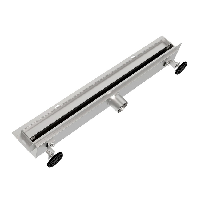 Adjustable shower wall drain side profile showing height adjustment