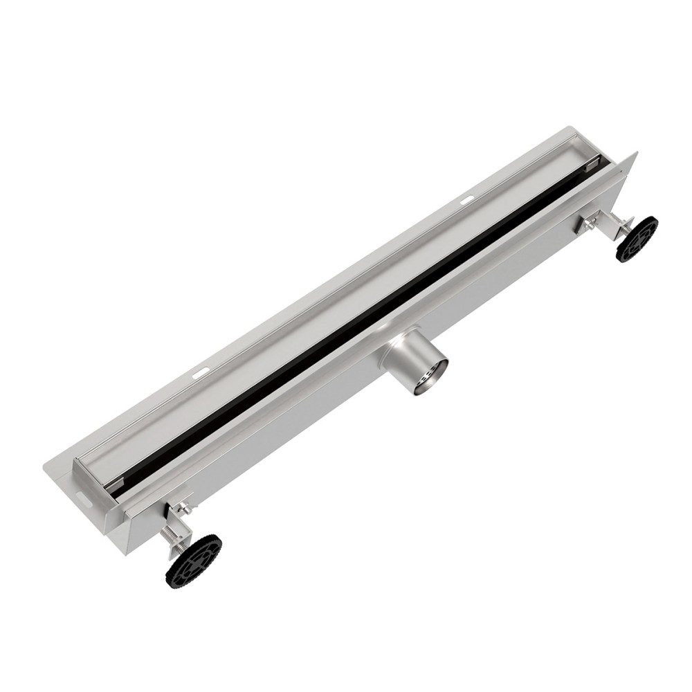 Adjustable shower wall drain side profile showing height adjustment