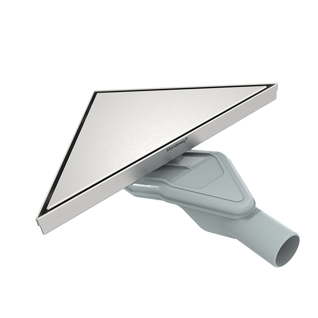 Corner floor drain with triangular drain stainless steel top surface