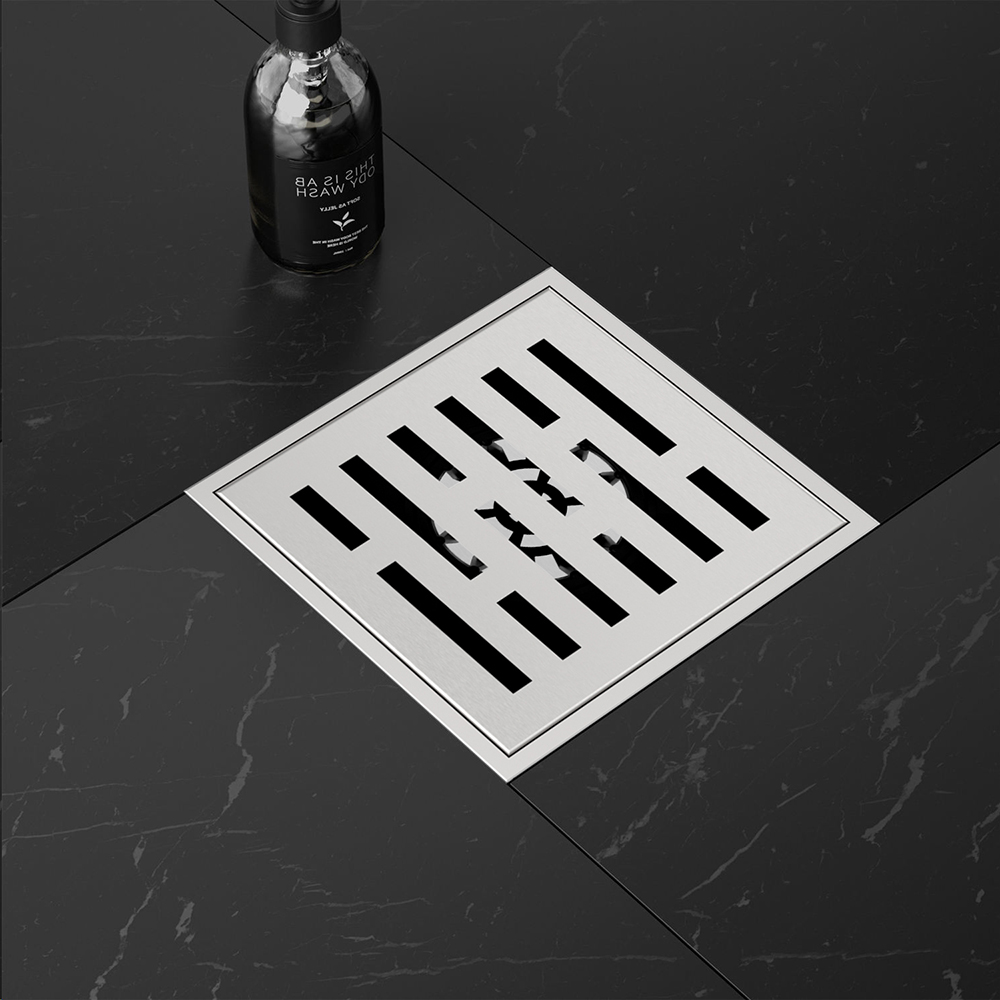 4 inch square shower drain floor application with vertical drain