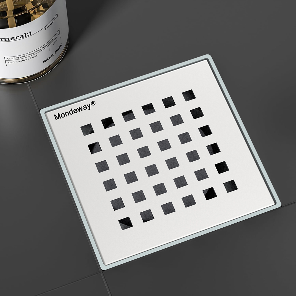 ABS shower drain with SS304 grate used on bathroom floor tiles