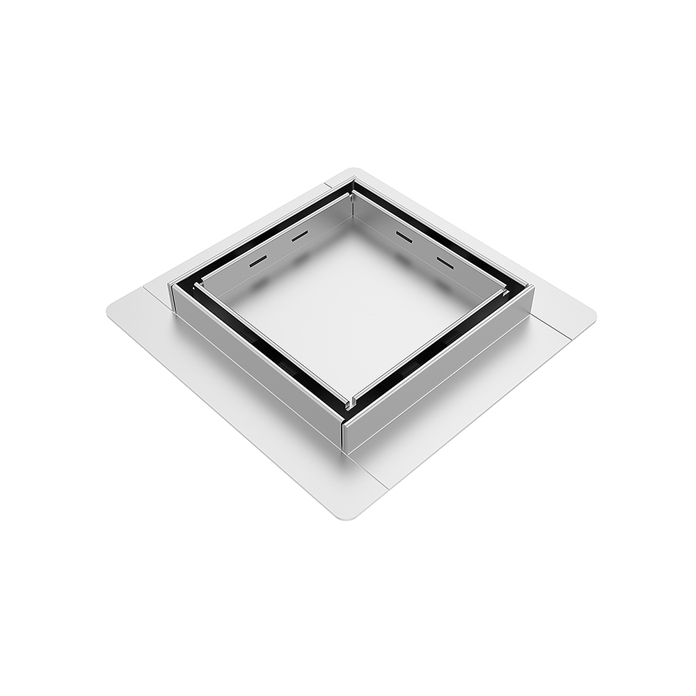 Stainless steel square drain with integrated flange frame structure