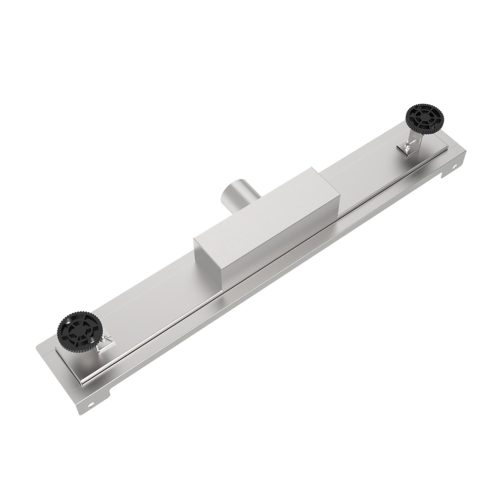 Bottom construction with large capacity siphon box and adjustable feet for leveling