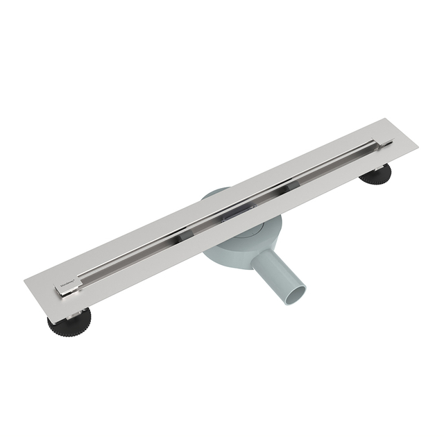 Perspective of linear drain shower kit ready for easy installation
