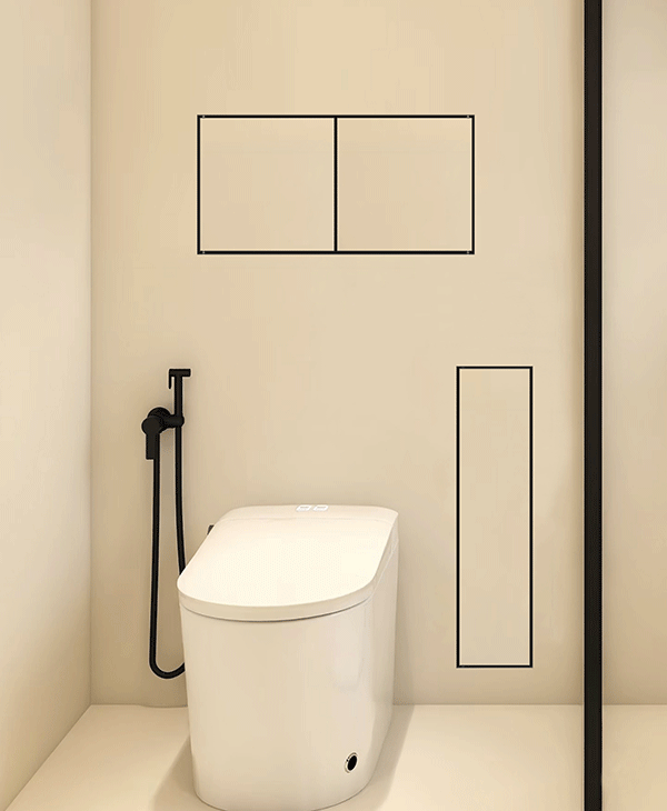 Hidden shower niche applied in modern bathroom wall with storage function
