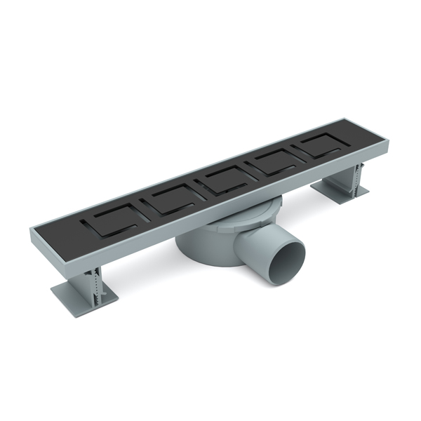 Matte black linear bathroom drain with 2 inch shower drain kit and anti-odor siphon