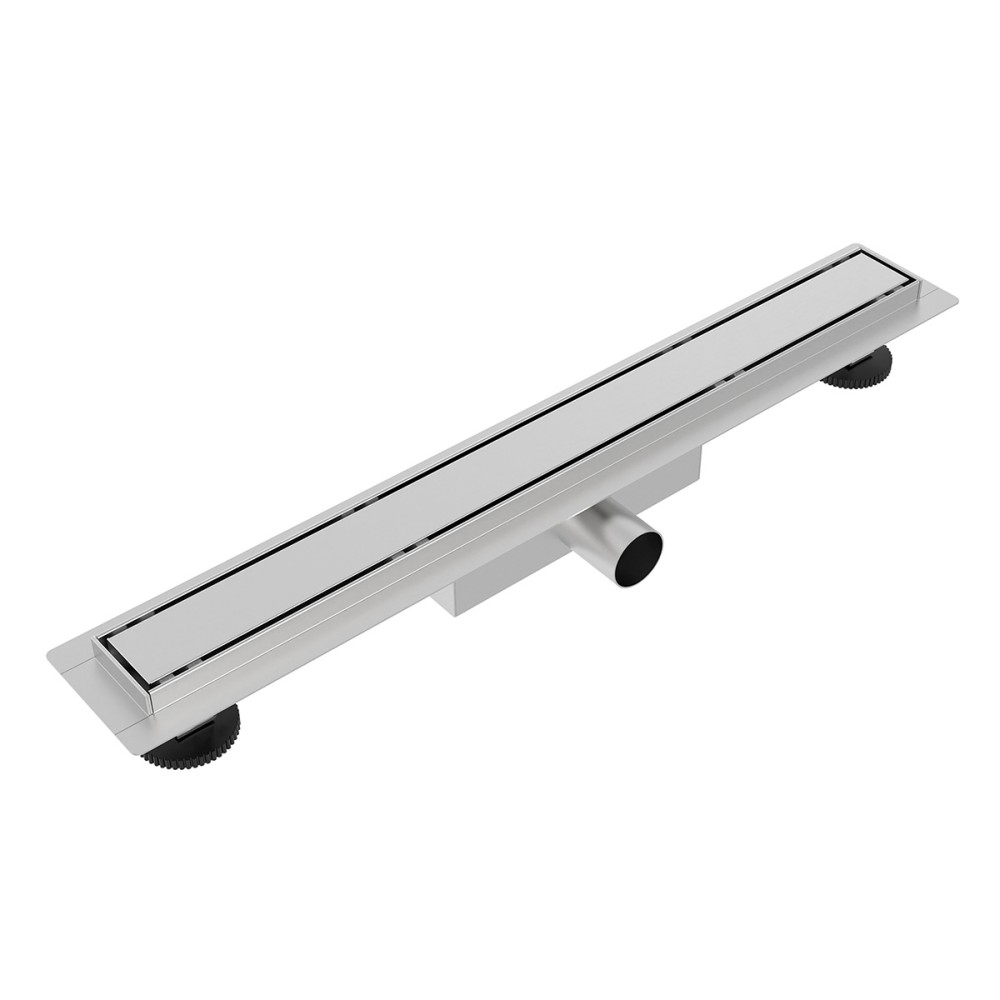 Brushed stainless steel invisible drain with tile insert design