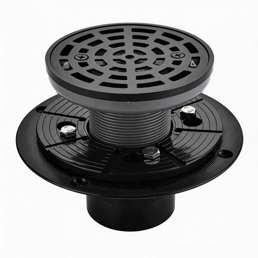 Premium stainless steel round shower drain cover with a durable matte black finish