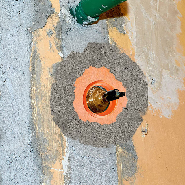 Waterproofing mixing valve seals embedded in mortar to prevent pipe leakage