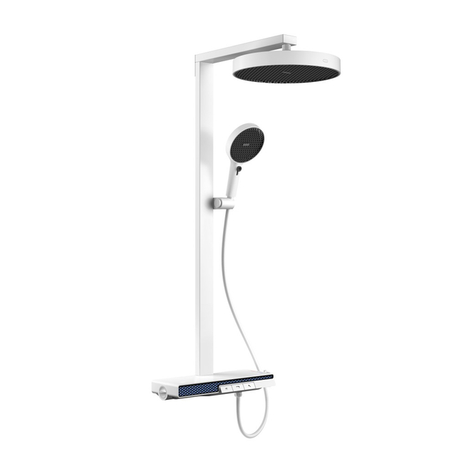 White piano key 3 way shower set with rainfall and handheld