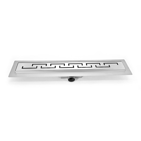 adjustable linear tile shower drain with geometric grate
