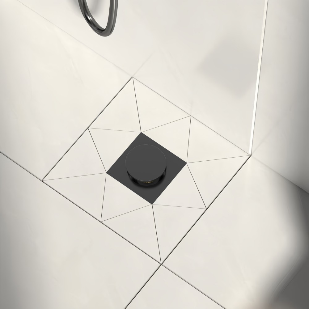 Pop up shower drain integrated with tiled shower floor