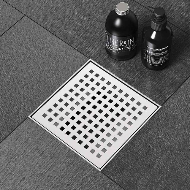 shower square drain stainless steel floor application