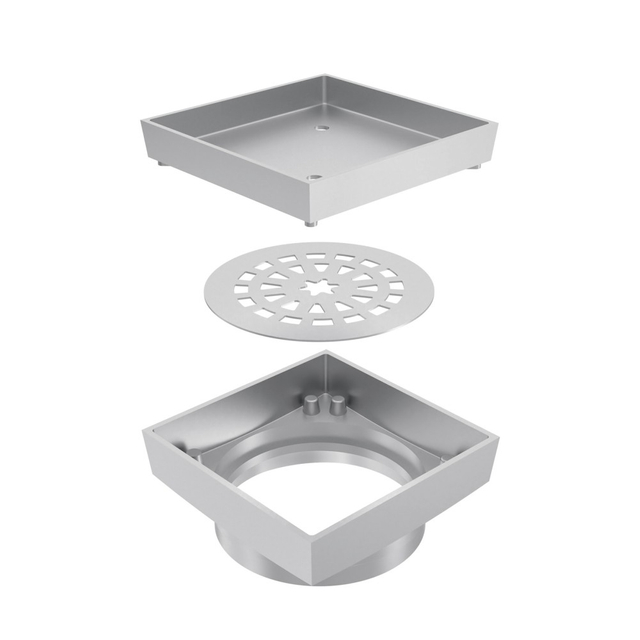 Exploded structure of brass square shower drain for vertical floors
