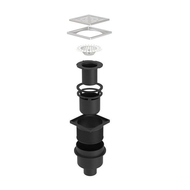 HDPE drains exploded structure with stainless steel grate