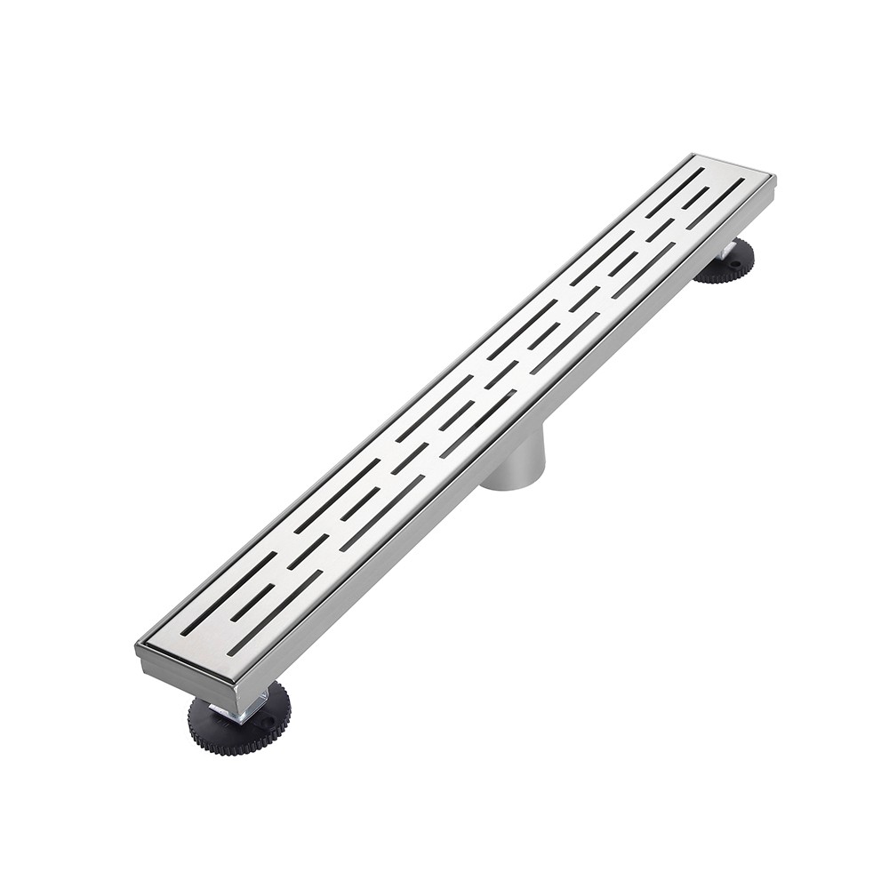 Linear shower drain adjustable installation system for modern bathrooms