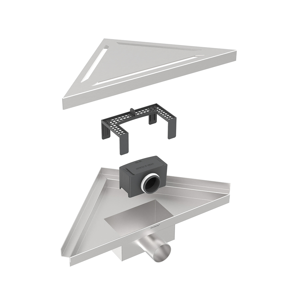 Corner shower drain bathroom floor drain stainless steel horizontal outlet