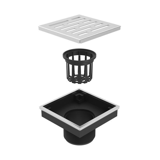 4 inch square shower drain exploded structure with ABS base drain
