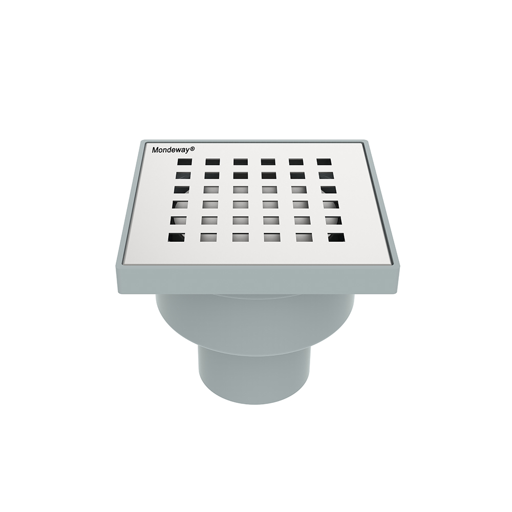 ABS shower drain square format with SS304 grate front profile