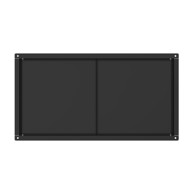 Recessed wall niche with door in matte black stainless steel for bathroom storage