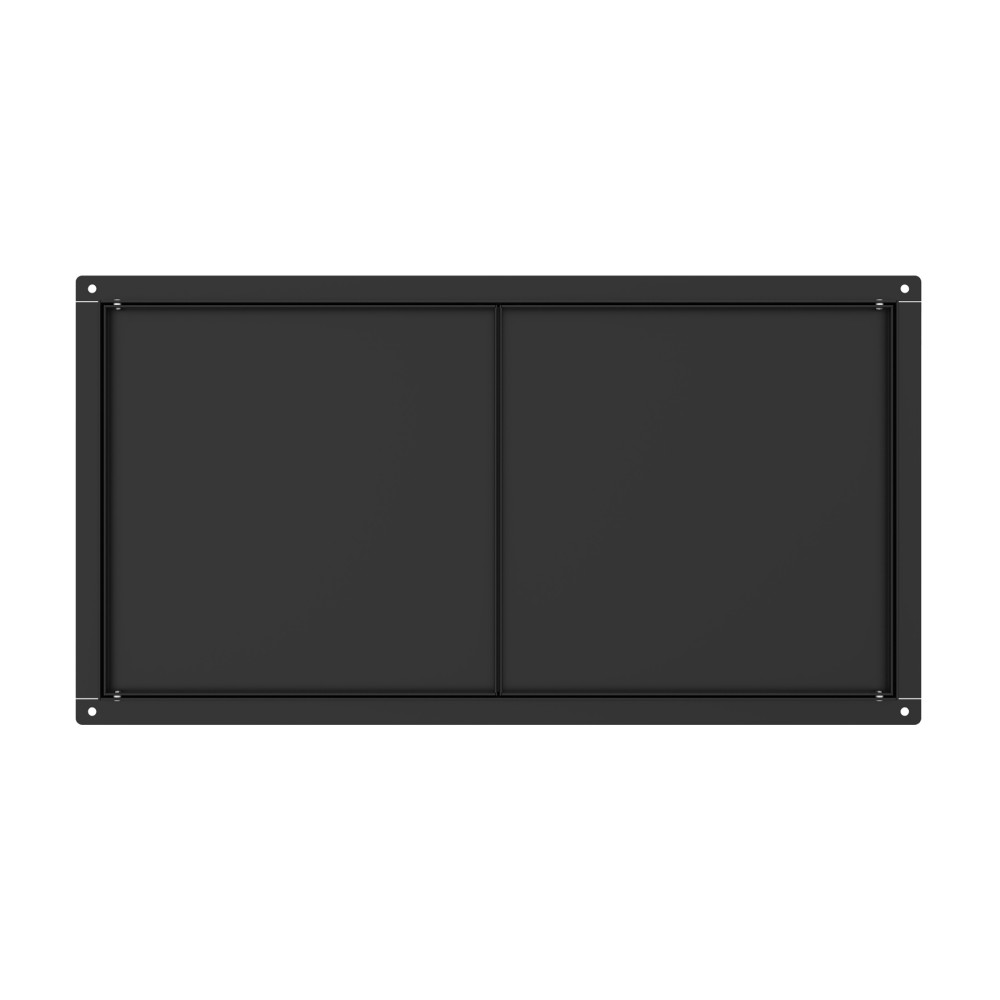 Recessed wall niche with door in matte black stainless steel for bathroom storage