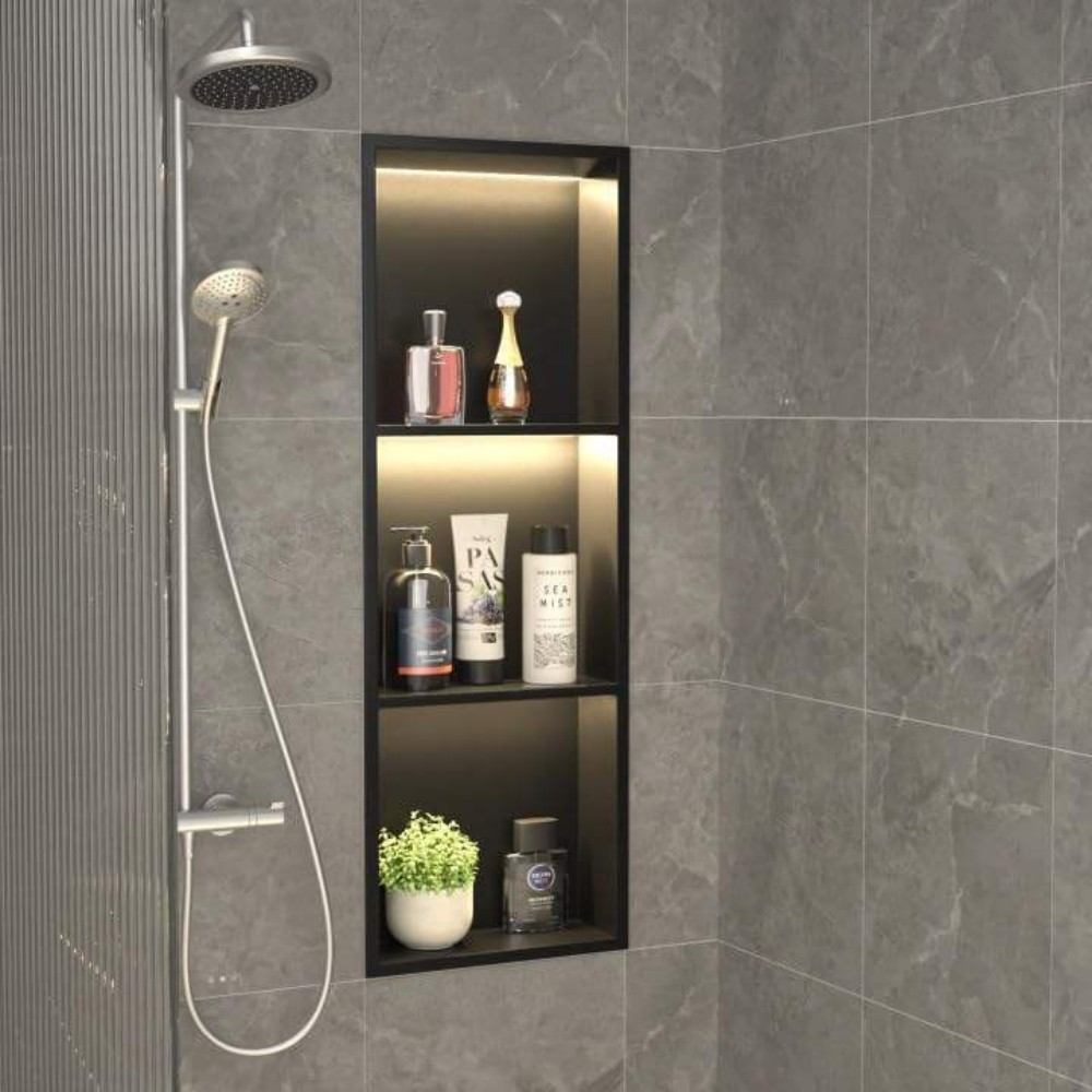 3 shelf shower niche led bathroom niche in residential bathroom