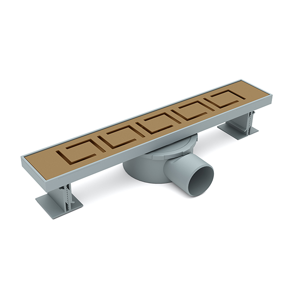 Rose gold linear bathroom drain equipped with Magnet Dry Wet siphon system