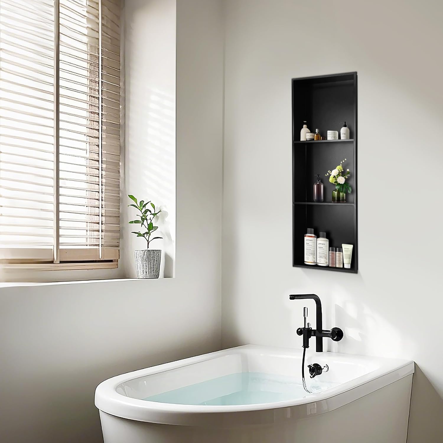 Vertical niche stainless steel wall niche with LED