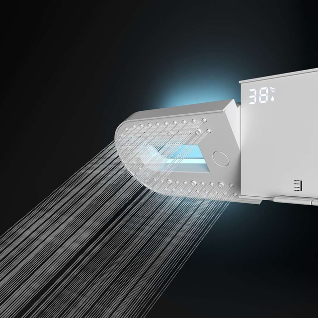 Side spray water function of LED thermostatic shower system