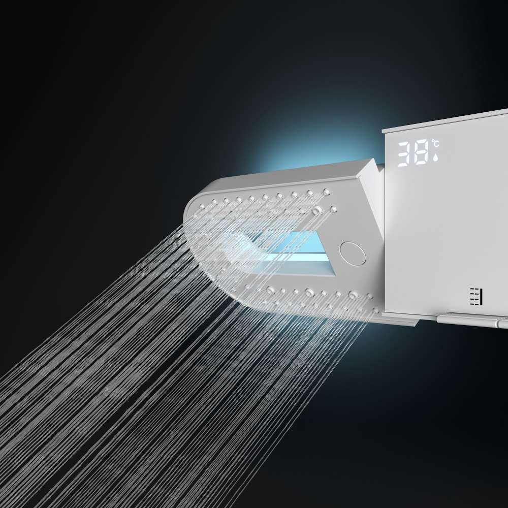 Side spray water function of LED thermostatic shower system