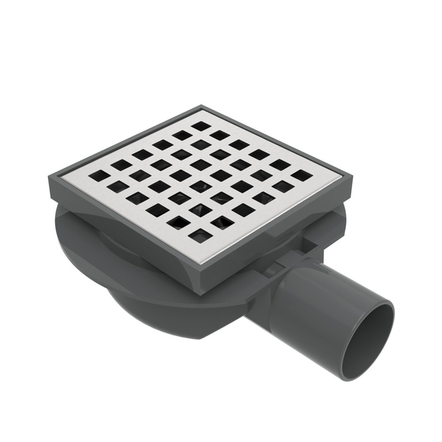 square tile shower drain with pp drain body and horizontal outlet