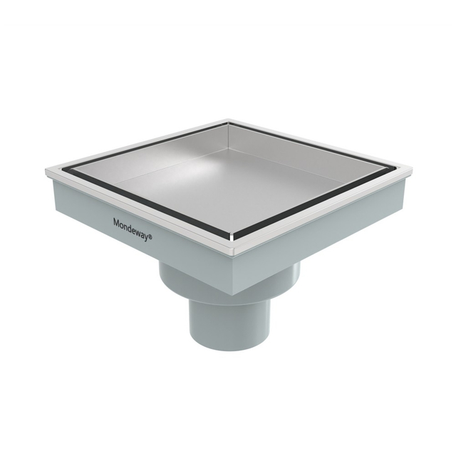 Square shower drains with ABS base and stainless steel grate surface
