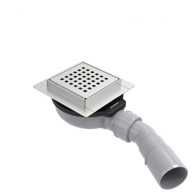 abs shower drain assembly with horizontal outlet and wet siphon system
