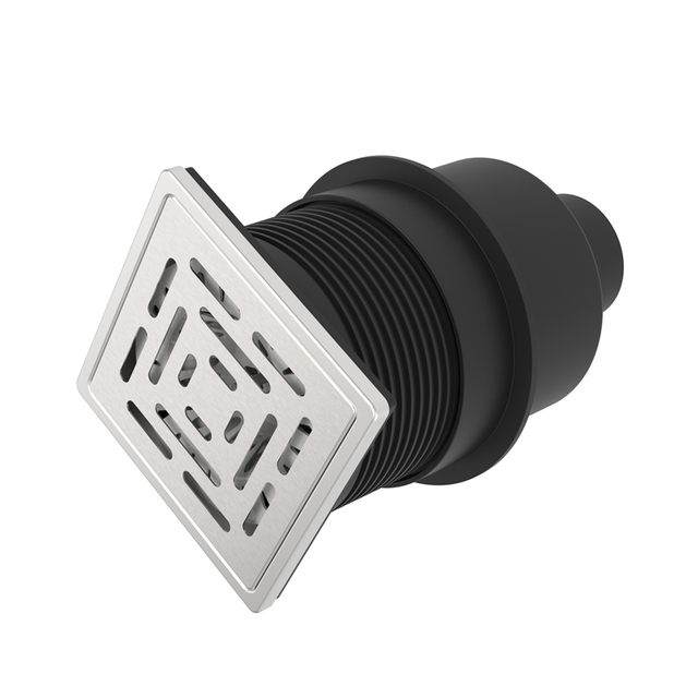 Adjustable square floor drain with HDPE threaded connection