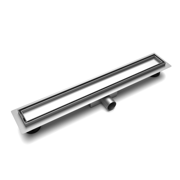 Invisible look tile insert linear drain kit for seamless bathroom floor