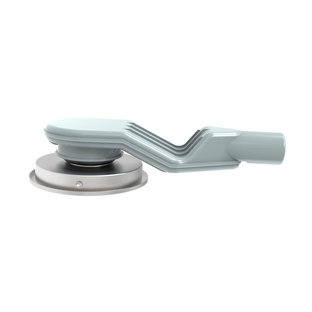 horizontal round floor drain bottom structure with water seal system