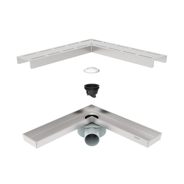 Right angle drain corner linear shower drain side profile