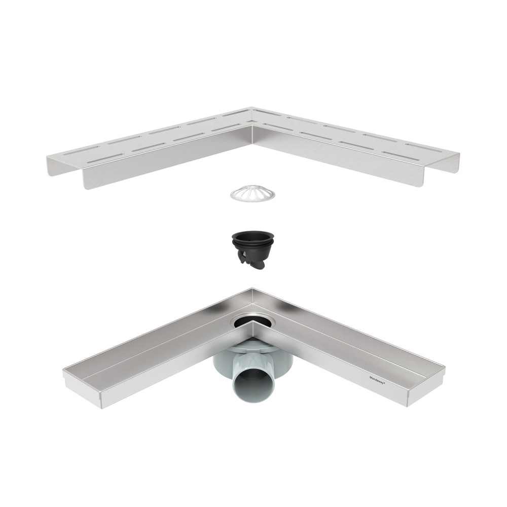 Right angle drain corner linear shower drain side profile