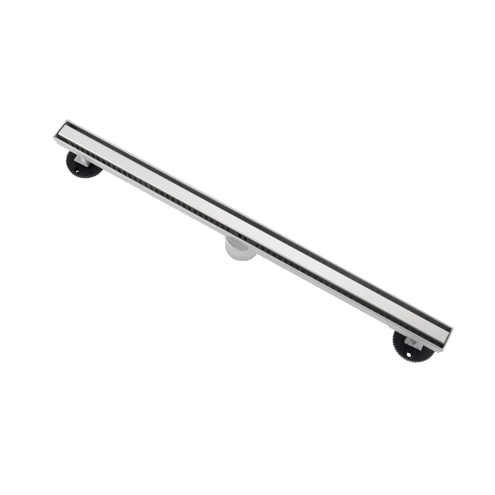 Slim channel drain brushed stainless finish for modern bathroom drains
