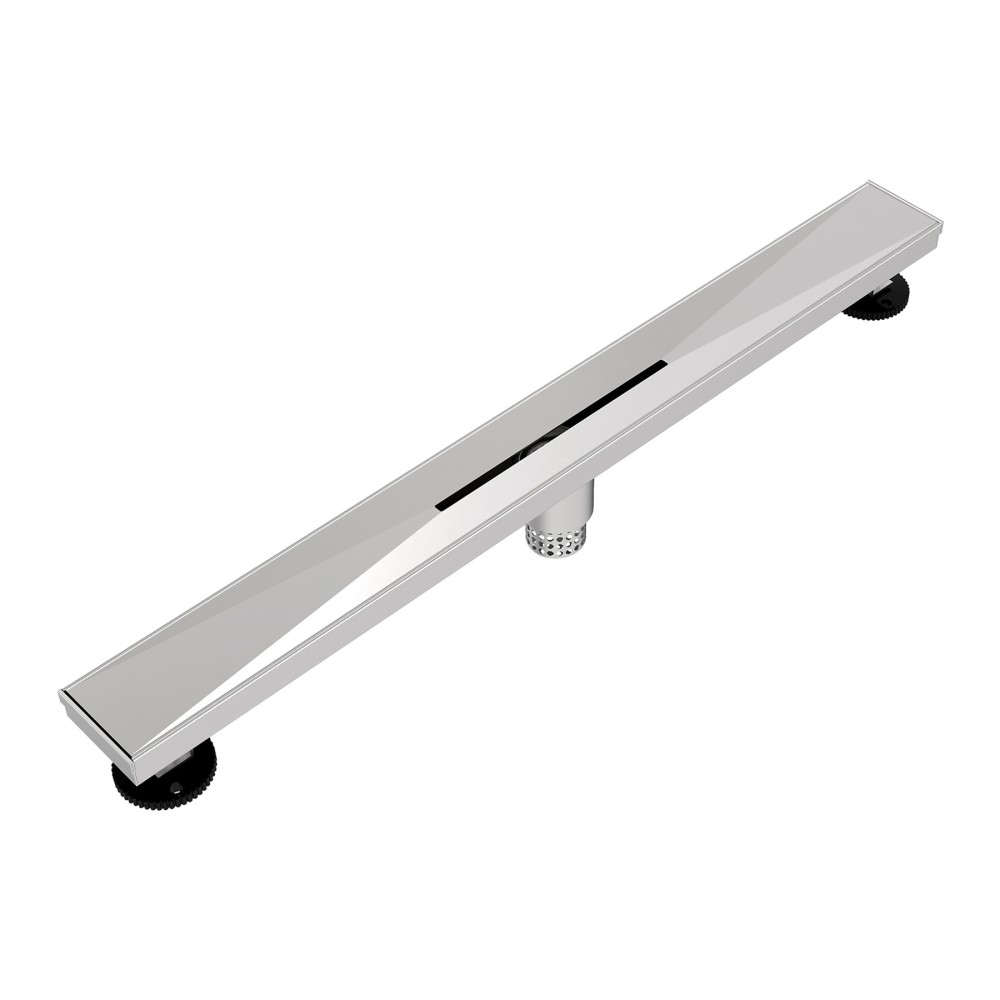 Linear shower floor drain made of stainless steel with adjustable height structure