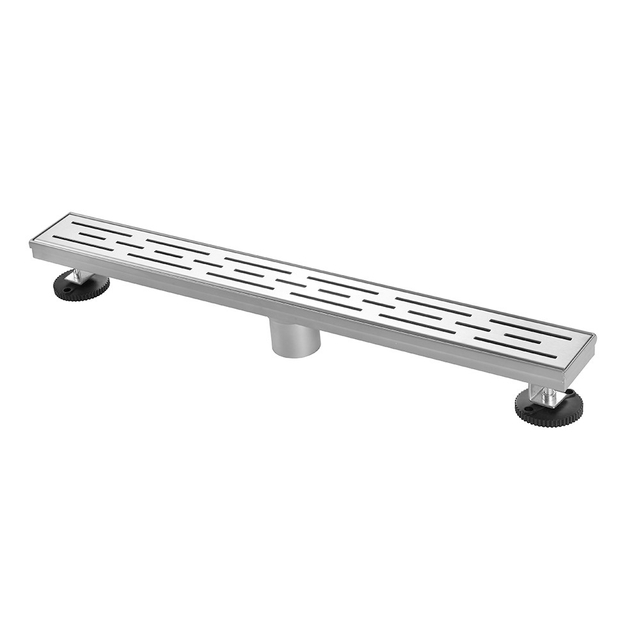 Shower drain adjustable system with vertical outlet stainless steel body