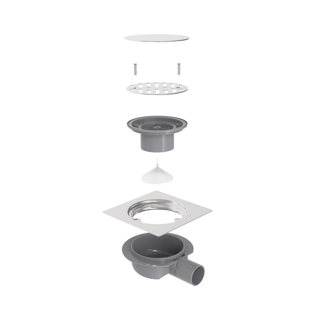 Detailed shower drain assembly with anti-odor mechanical siphon