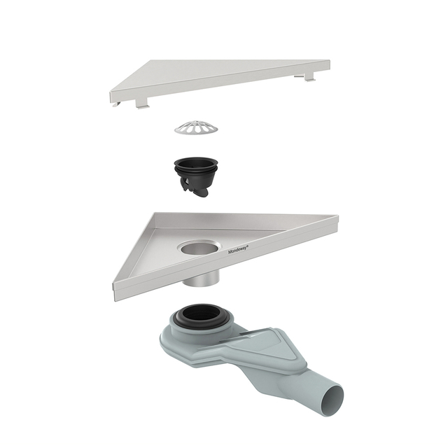 Corner floor drain triangular drain technical dimension layout