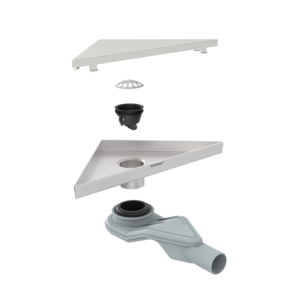 Corner floor drain triangular drain technical dimension layout