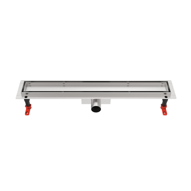 Scarico lineare orientabile struttura ad angolo in acciaio inox con scarico orizzontale