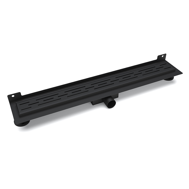 Matte black stainless steel drain with linear design for contemporary shower spaces
